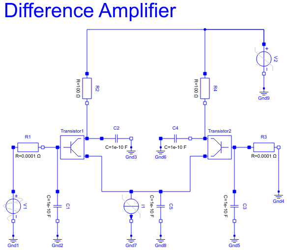 Modelica Electrical.Analog.Examples.DifferenceAmplifier
